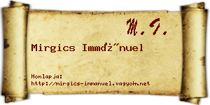 Mirgics Immánuel névjegykártya